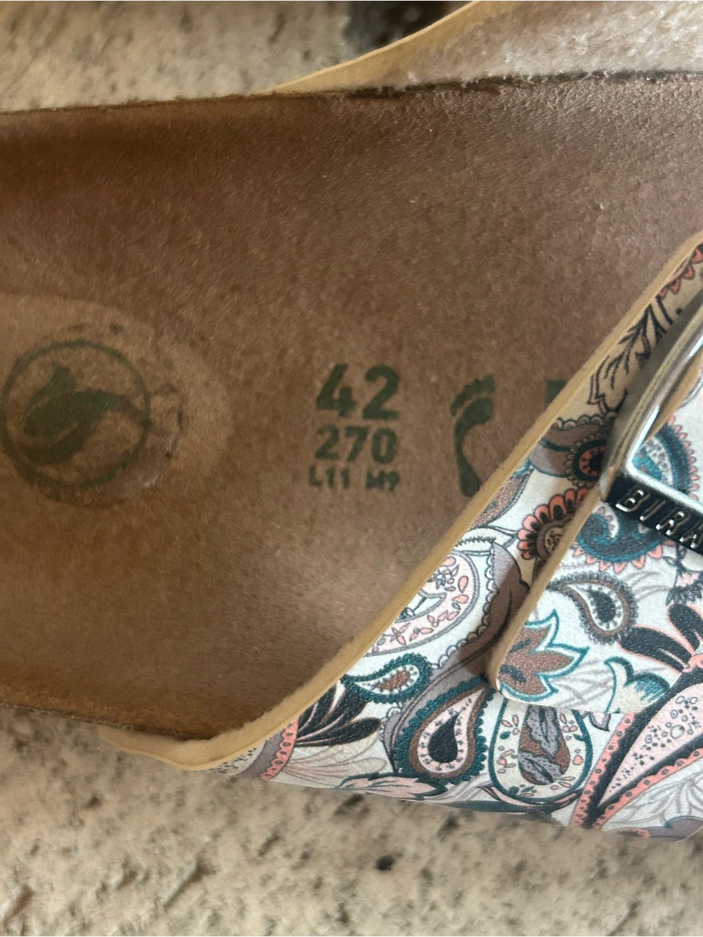 Birkenstock Sydney women’s White Paisley Double-Strap Vegan Sandal with Teal - Picture 9 of 9